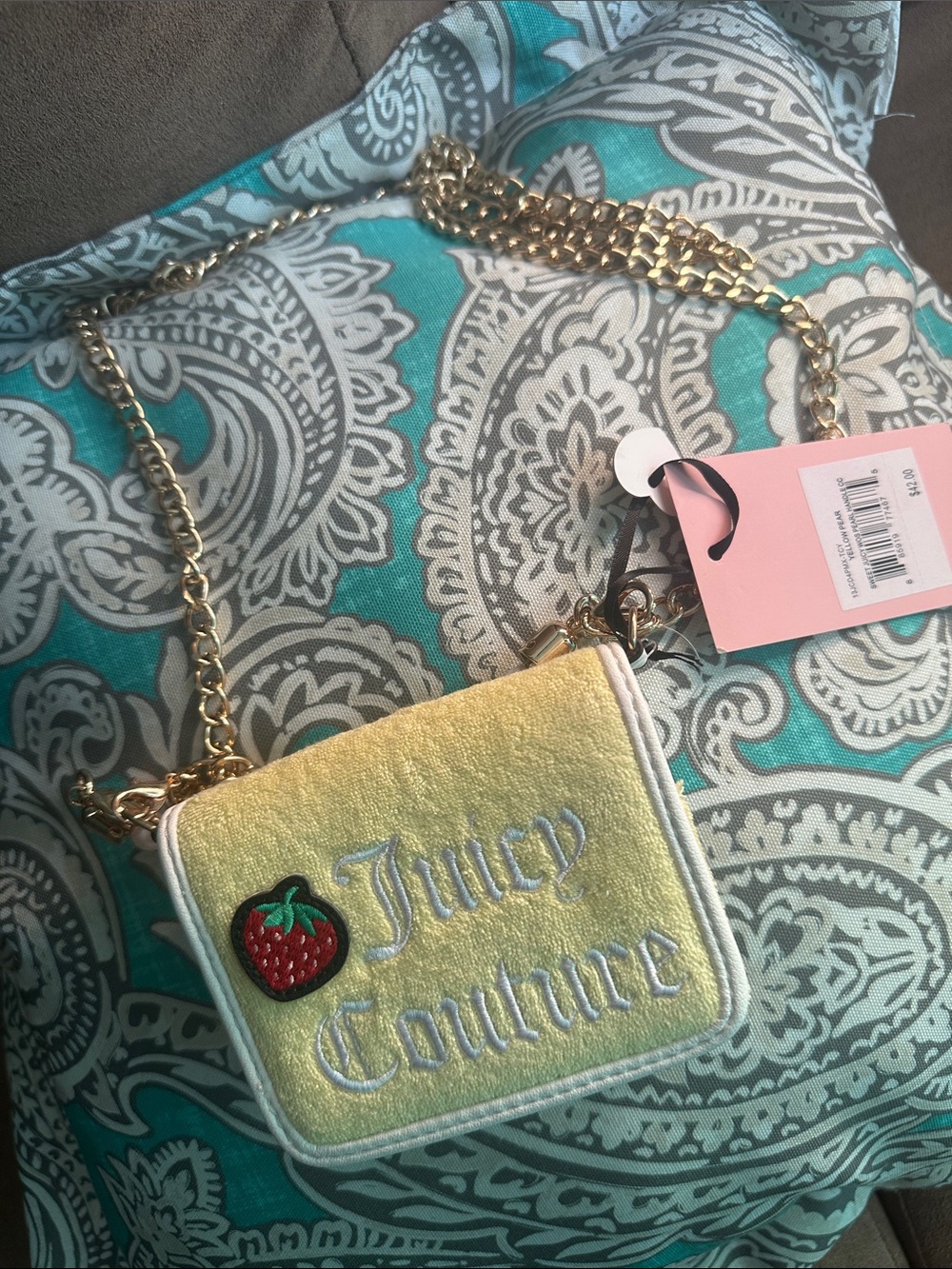 Juicy Couture Yellow Crossbody Bag with Strawberry Patch